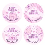 Naklejki Urodzinowe "Pink" (24 naklejki)   