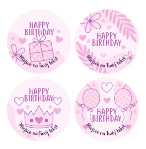 Naklejki Urodzinowe "Pink" (24 naklejki)   