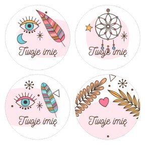 Naklejki Urodzinowe "Pink Boho" (24 naklejki)