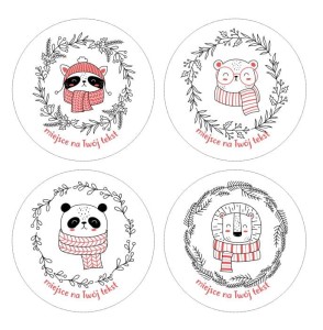 Naklejki Świąteczne "Zwierzaczki " (24 naklejki)