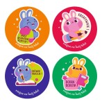 Naklejki szkolne, motywacyjne - "Króliczki" (120 naklejek) + personalizacja