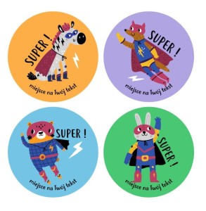 Naklejki szkolne, motywacyjne - "Super" (120 naklejek) + personalizacja