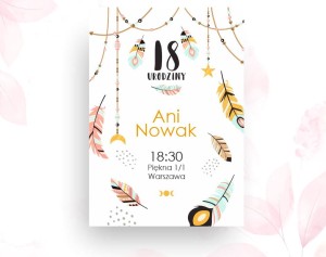 Zaproszenie " Boho III" - personalizowane ( 10 szt.)  