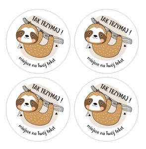 Naklejki szkolne, motywacyjne - "Leniwiec" (120 naklejek) + personalizacja