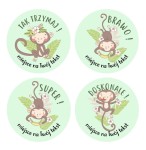 Naklejki szkolne, motywacyjne - "Małpki" (120 naklejek) + personalizacja