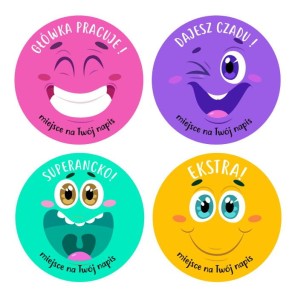 Naklejki szkolne, motywacyjne -" Buźki "(120 naklejek) + personalizacja