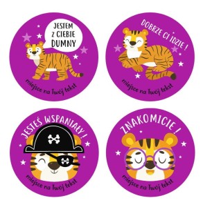Naklejki Szkolne Motywacyjne "Tygrysek"  (24 naklejki)