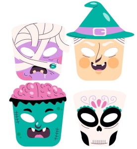 Maski "Halloween" - jednostronne  (4 szt.)