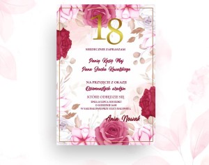 Zaproszenie "Akwarela Róża"- personalizowane  (minimalny nakład: 12 szt.)