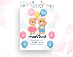 Zaproszenie  Baby Shower I - personalizowane ( 10 szt.)   