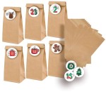 Torebki Papierowe na Słodycze + 24 naklejki " Kalendarz Adwentowy" 