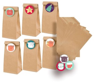 Torebki Papierowe na Słodycze + 24 naklejki " Kalendarz Adwentowy II"  