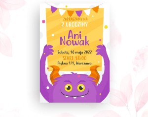 Zaproszenie "Potworek" - personalizowane ( 10 szt.)   