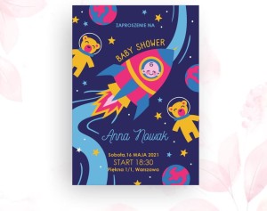 Zaproszenie  Baby Shower "Kosmos"  - personalizowane ( 10 szt.)     