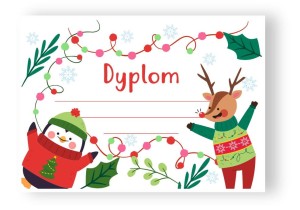 Dyplom "Święta - Renifer i Pingwin"  (A4)  