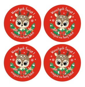 Naklejki Świąteczne "Reniferek" (24 naklejki)