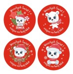 Naklejki Świąteczne "Biały Miś" (24 naklejki) 