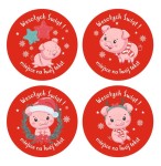 Naklejki Świąteczne "Świnka" (24 naklejki)  