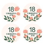 Naklejki urodzinowe "Kwiatki Glam" ( 24 naklejki )