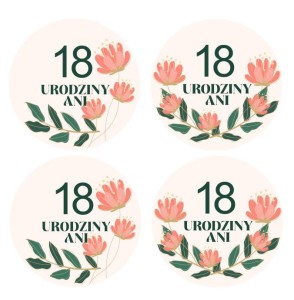 Naklejki urodzinowe "Kwiatki Glam" ( 24 naklejki )