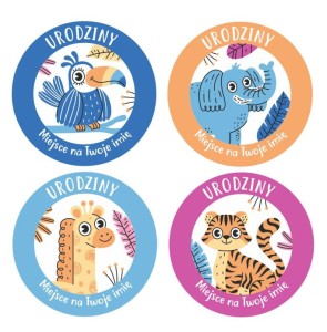 Naklejki urodzinowe "Zwierzaczki  II" ( 24 naklejki )