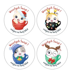 Naklejki Świąteczne "Kotki" (24 naklejki)  