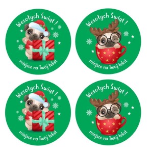 Naklejki Świąteczne "Pieski II" (24 naklejki) 