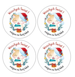 Naklejki Świąteczne "Kotki III" (24 naklejki)  