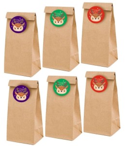 Torebki Papierowe na Słodycze + 6 naklejek " Święta I" 