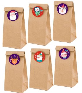 Torebki Papierowe na Słodycze + 6 naklejek" Święta III"  