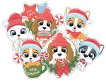 Dekoracja  "Świąteczne Pieski"  (6 elementów) - jednostronna  