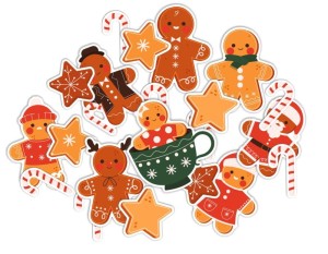 Dekoracja  "Święta Pierniczki"  (21 elementów) - jednostronna 