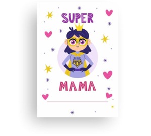Kartka dla Mamy "Super Mama" - prostokątna