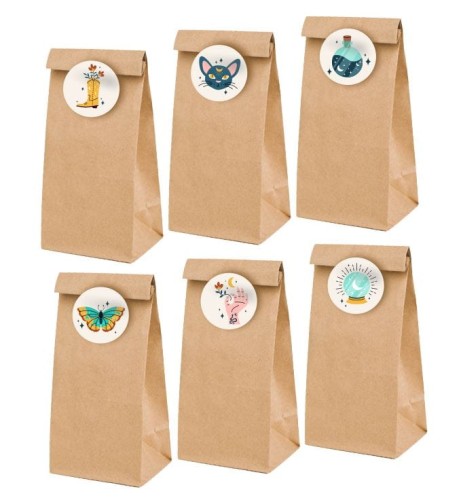 TOREBKI PAPIEROWE NA SŁODYCZE Z NAKLEJKAMI BOHO
