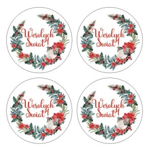 Naklejki świąteczne "Wesołych Świąt" (24 naklejki)