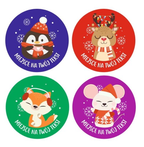 NAKLEJKI ZWIERZĄTKA ŚWIĄTECZNE