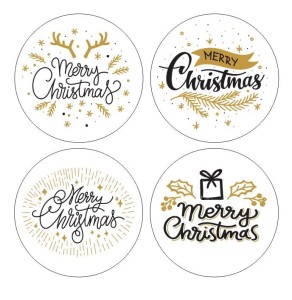 Naklejki Świąteczne -  "Merry Christmas" (24 naklejki) 