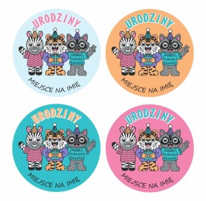 Naklejki urodzinowe "Zwierzaczki" (24 naklejki)