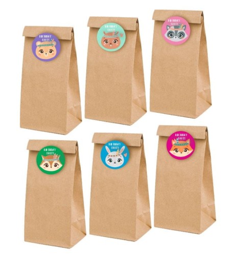 TOREBKI PAPIEROWE NA SŁODYCZE Z NAKLEJKAMI URODZINOWE