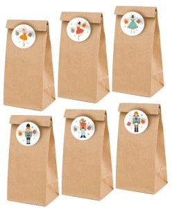 Torebki Papierowe na Słodycze + 6 naklejek " Dziadek do orzechów"   