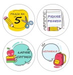 Naklejki szkolne, motywacyjne - Szkoła  (120 naklejek) + personalizacja