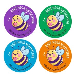 Naklejki walentynkowe - "Pszczółka" (24 naklejki)  