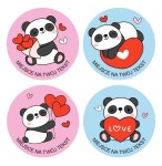 Naklejki walentynkowe - "Pandy" (24 naklejki)  