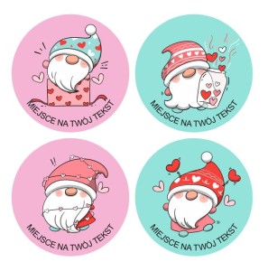 Naklejki walentynkowe - "Skrzaty" (24 naklejki) 