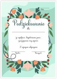Dyplom Podziękowania - wzór 2 (A4)