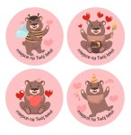 Naklejki walentynkowe - "Misie" (24 naklejki)