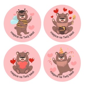 Naklejki walentynkowe - "Misie" (24 naklejki)