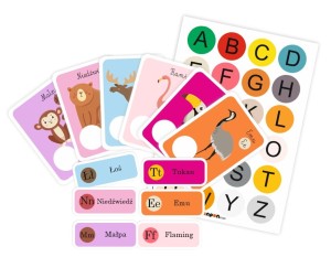 Układanka Alfabet "Zwierzątka  - literki pisane i drukowane" (48 elementów + naklejki)