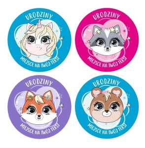 Naklejki urodzinowe "Słodkie Zwierzaczki" (24 naklejki)
