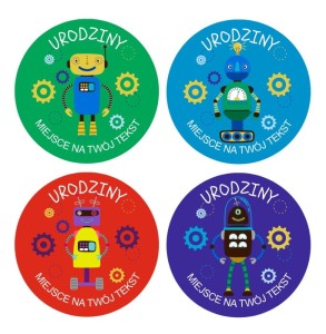 Naklejki urodzinowe "Roboty" (24 naklejki)  